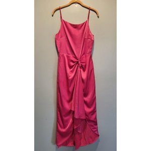 Elle Zeitoune Pink Satin Rouched Drapped Sleeveless Maxi Dress Sz XS